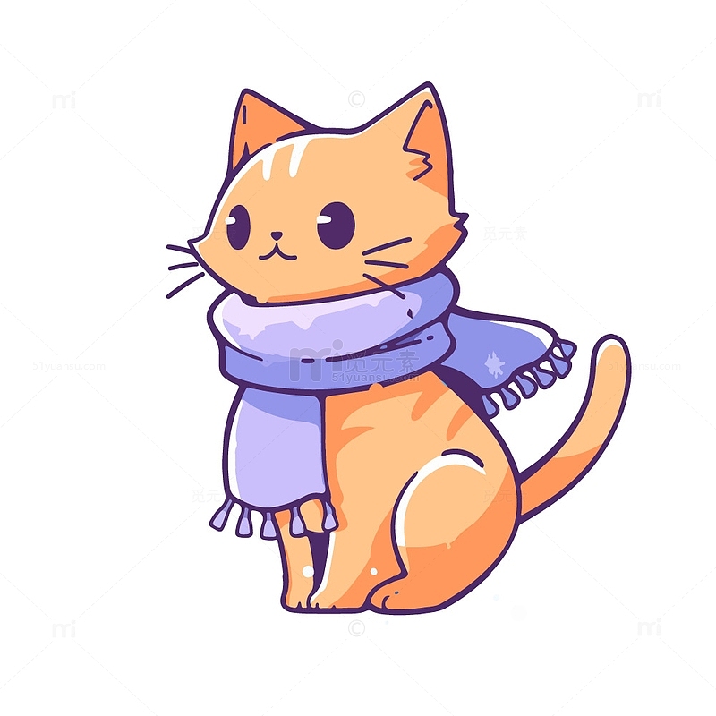 冬天捆着围巾的猫