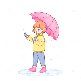 小雪元素雪中撑伞人物