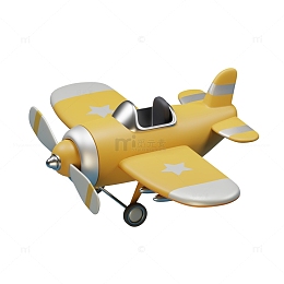 黄色卡通小飞机3D立体模型