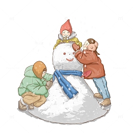 冬天孩子玩雪儿童堆雪人元素