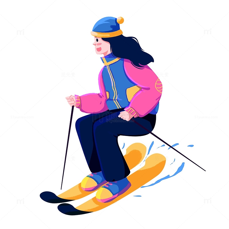 简约冬日滑雪人物