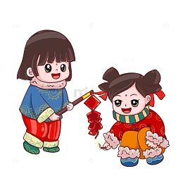 过年小朋友放鞭炮