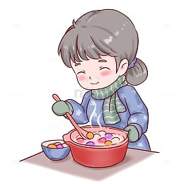 冬至元素做汤圆人物