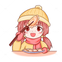 冬至元素吃开心饺子人物