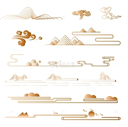 矢量中国风中式传统线条祥云纹理装饰元素