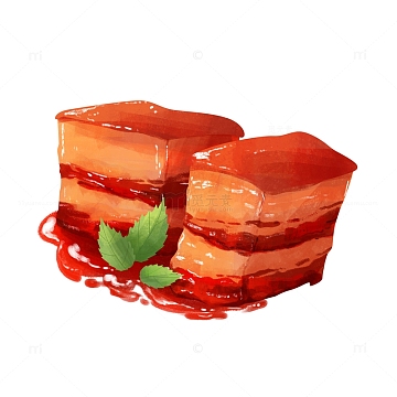 简约手绘红烧肉美食