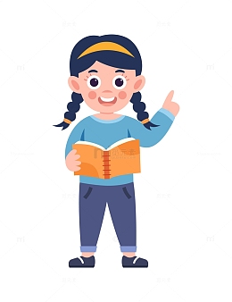 卡通简约拿着书本的小女孩