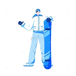 简约扁平滑雪元素