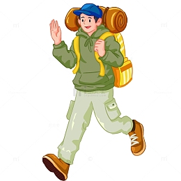 徒步露营少年青年户外