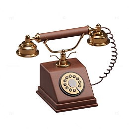 3D欧式复古拨号电话机模型