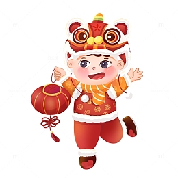 新年快乐欢喜人物装饰插画元素