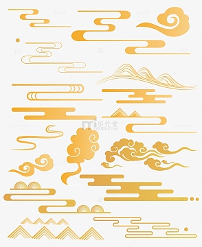 中国风中式传统线条祥云纹理装饰元素