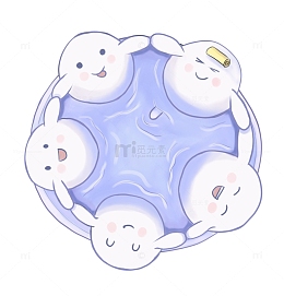 元宵紫蓝色手绘