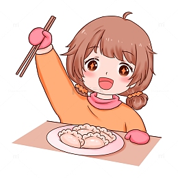 冬至元素开心吃饺子人物