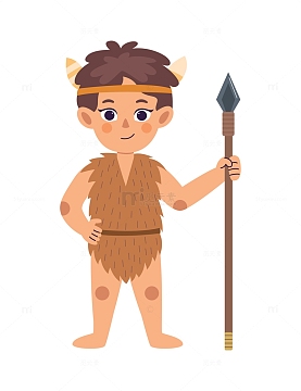 卡通简约可爱的原始人