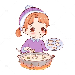 冬至元素煮饺子放饺子