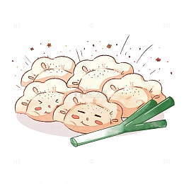 冬日水彩饺子美食