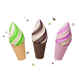 水果牛奶冰淇淋甜筒甜品美食模型