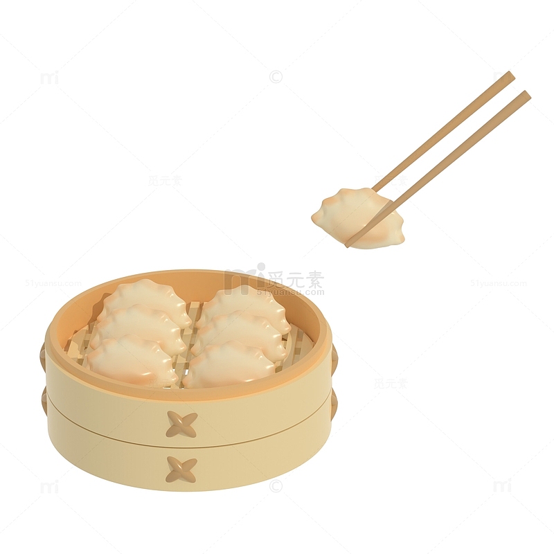 冬至蒸饺节庆节气3d立体食物筷子饺子蒸笼