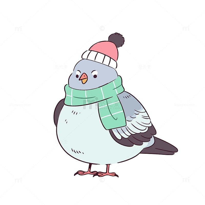 冬季鸽子卡通插画
