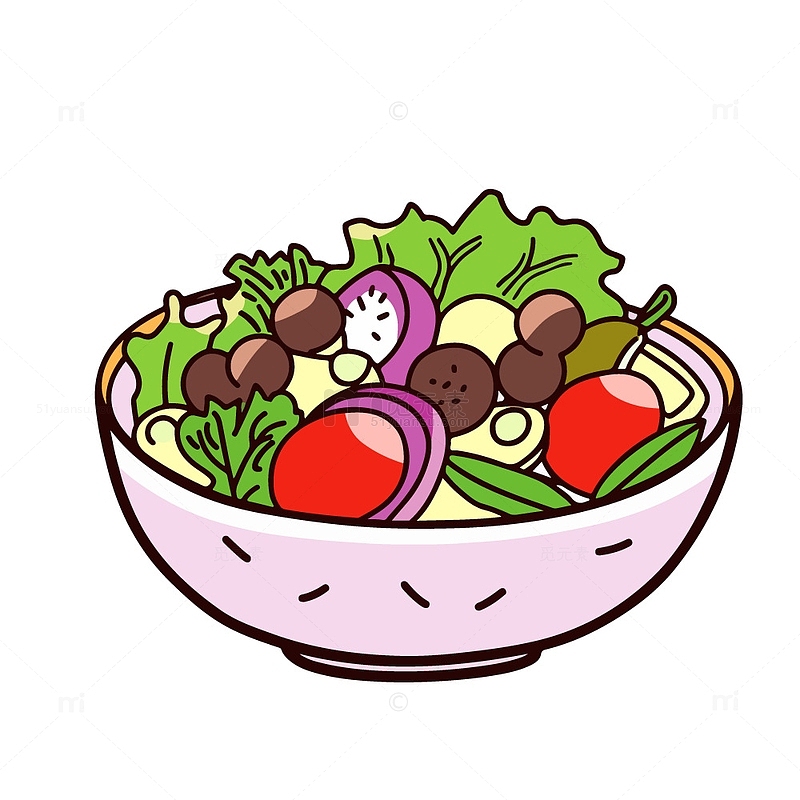 卡通蔬菜沙拉插画