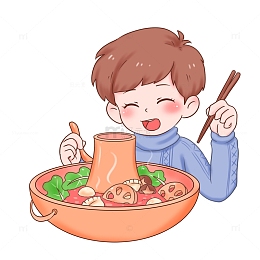 冬至元素吃火锅煮饺子人物