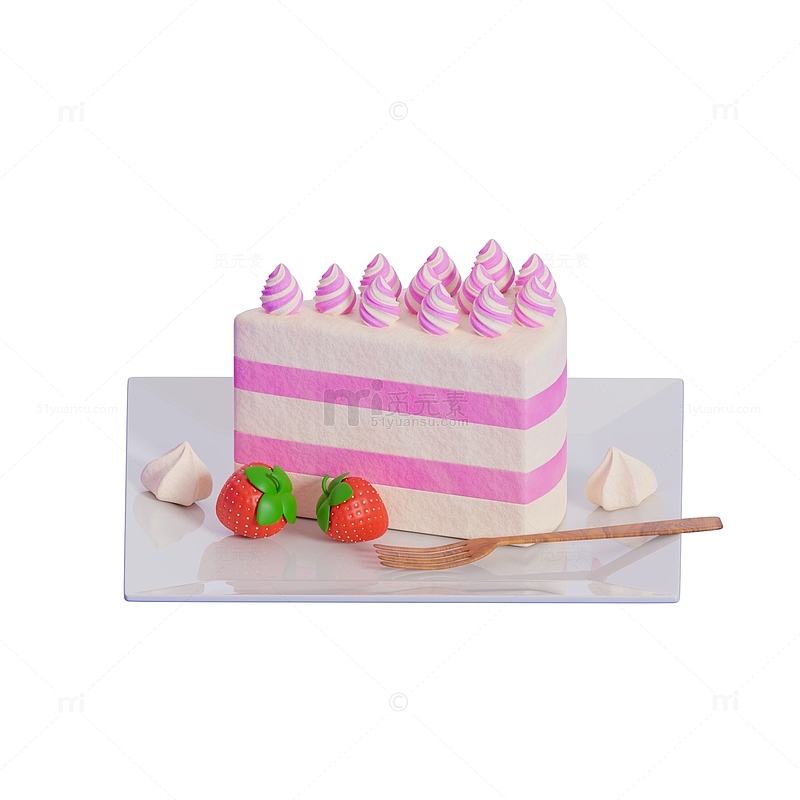 草莓奶油蛋糕切块烘培美食