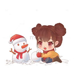 堆雪人的小孩