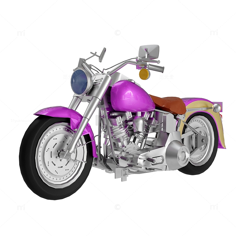 紫色复古摩托车