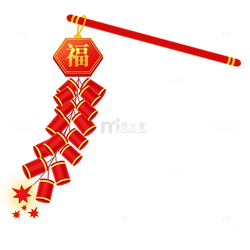 新年新春春节立体鞭炮元素