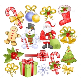 卡通圣诞节装饰插画元素