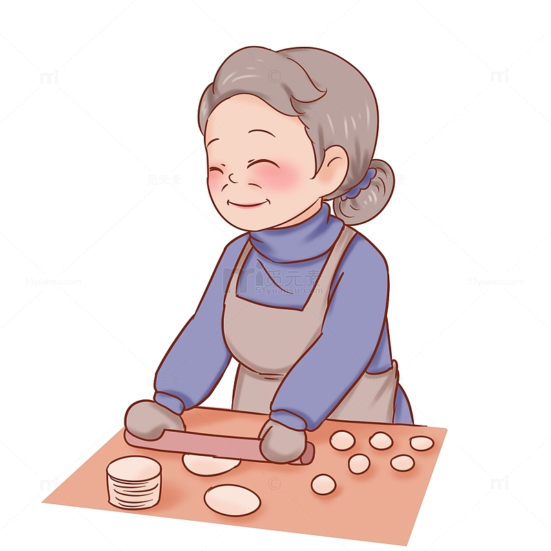 冬至元素奶奶包饺子做饺子皮
