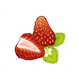 扁平蜡笔肌理风草莓插画元素