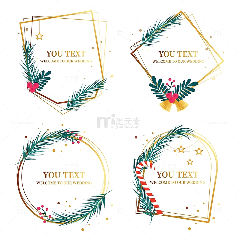 金色古典欧式复古圣诞节装饰标题文本边框