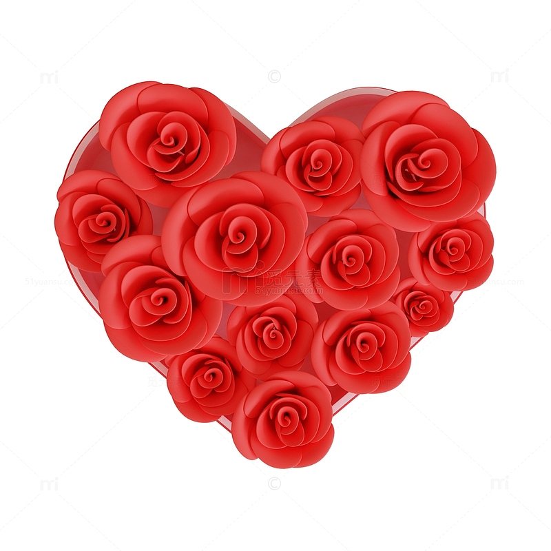 3D情人节礼物红色玫瑰花