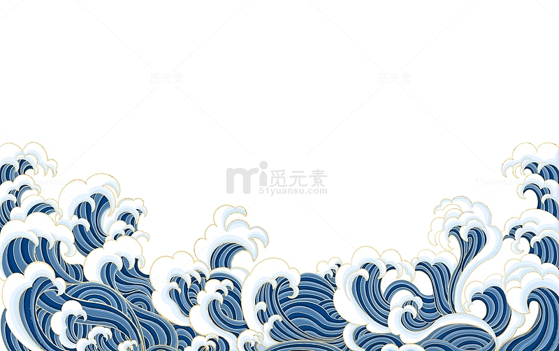 中国风海浪图腾蓝色
