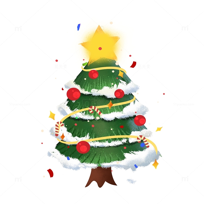 圣诞节节日圣诞树手绘插画元素