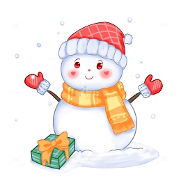 圣诞节装饰元素圣诞礼物堆雪人