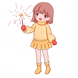 元旦元素放烟花仙女棒