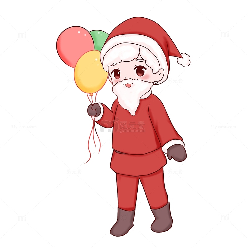 圣诞节装饰元素圣诞老人和气球