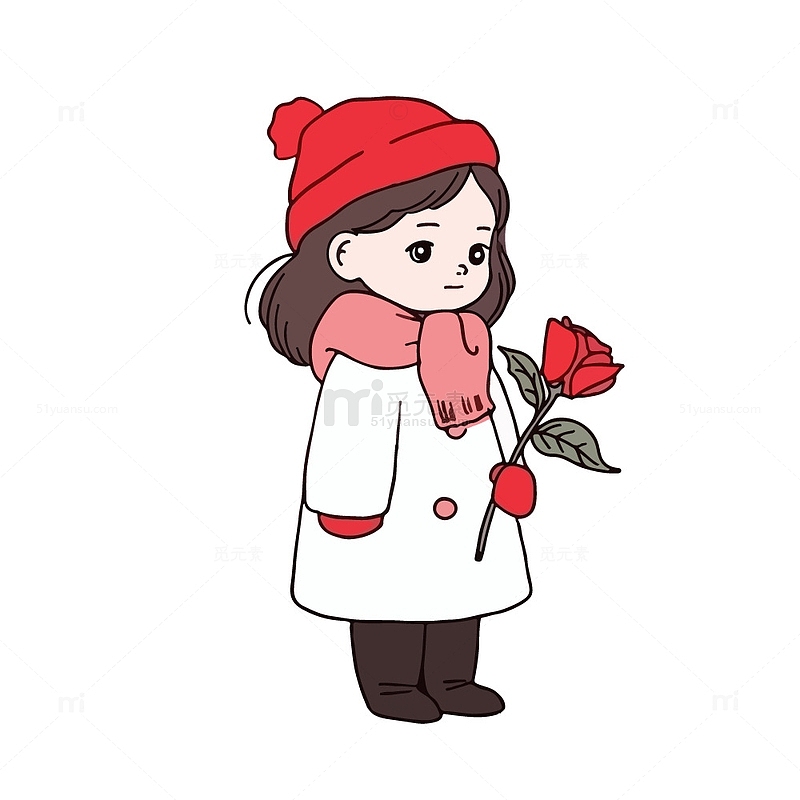 冬季拿着玫瑰的女孩
