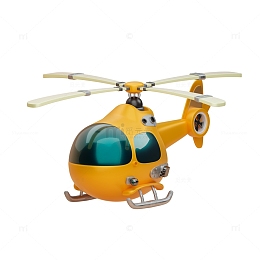 黄色卡通螺旋桨直升飞机3D模型