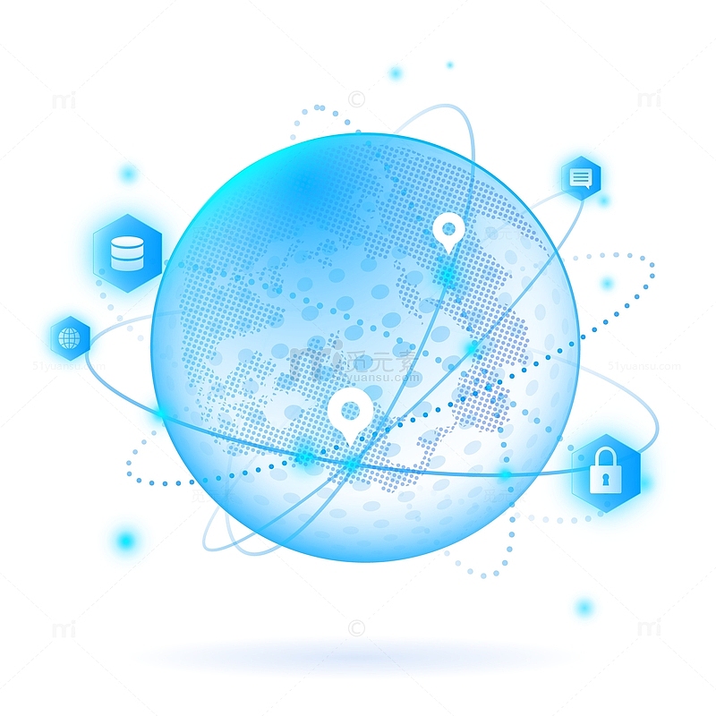 蓝色简约互联网企业球体几何装饰纹理元素