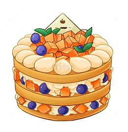 美味甜品芒果蓝莓奶油蛋糕