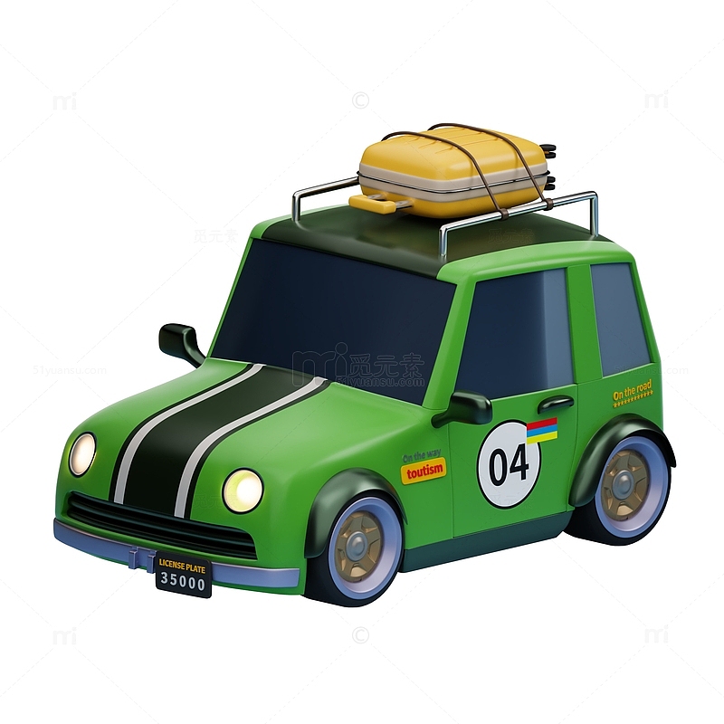 卡通旅行汽车小轿车模型3D建模