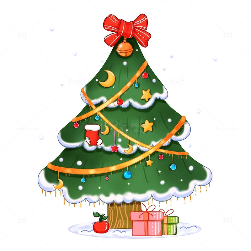 圣诞树圣诞节节日冬天装饰卡通手绘元素