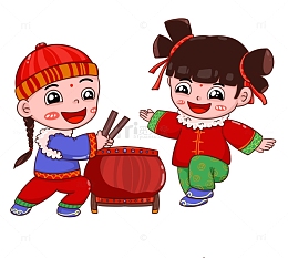 过年打鼓的小孩