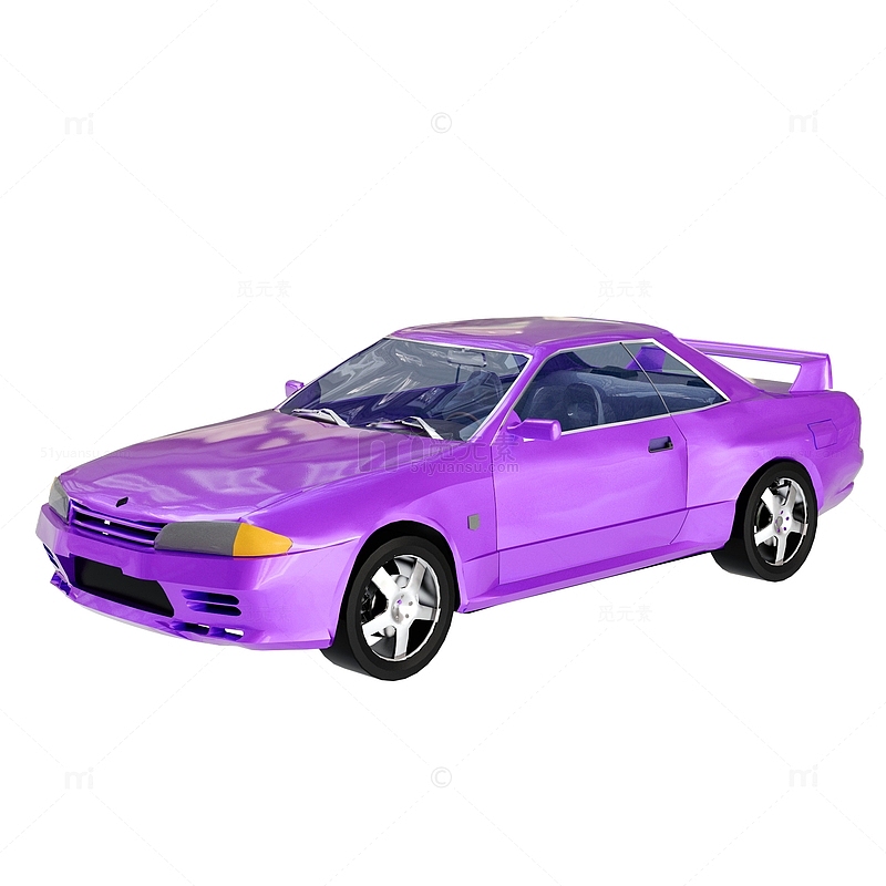 紫色带尾翼跑车
