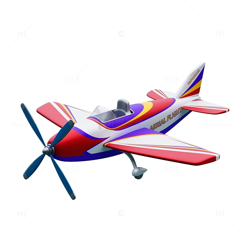 3D立体卡通私人飞机模型