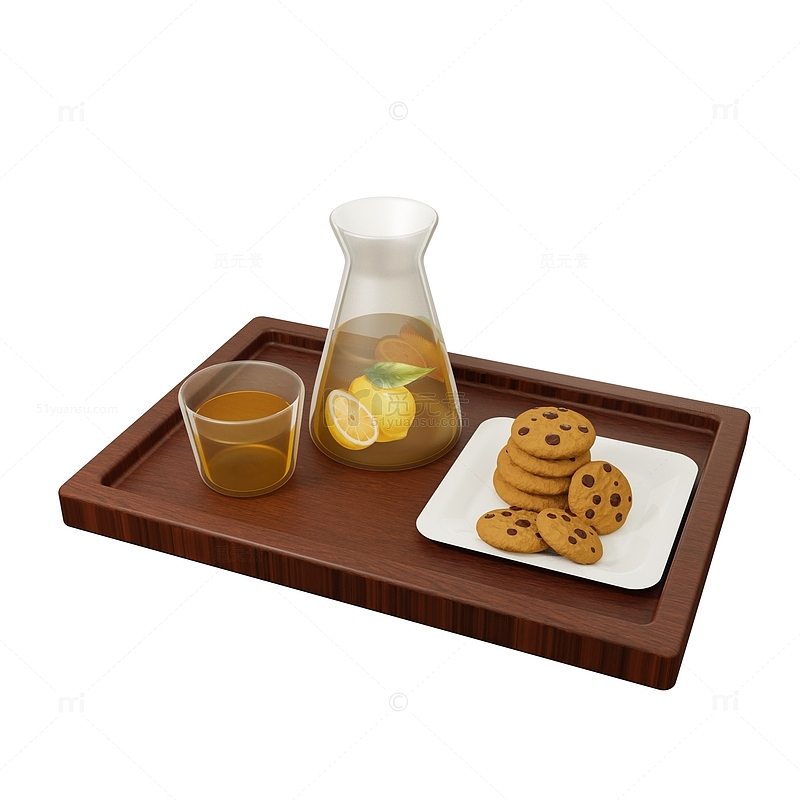 3D立体柠檬茶盒饼干美食